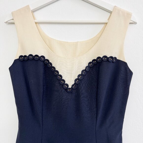 Vintage Marina Babini Wool Holiday Party Dress Cocktail Old Money in Navy Blue - Picture 2 of 10